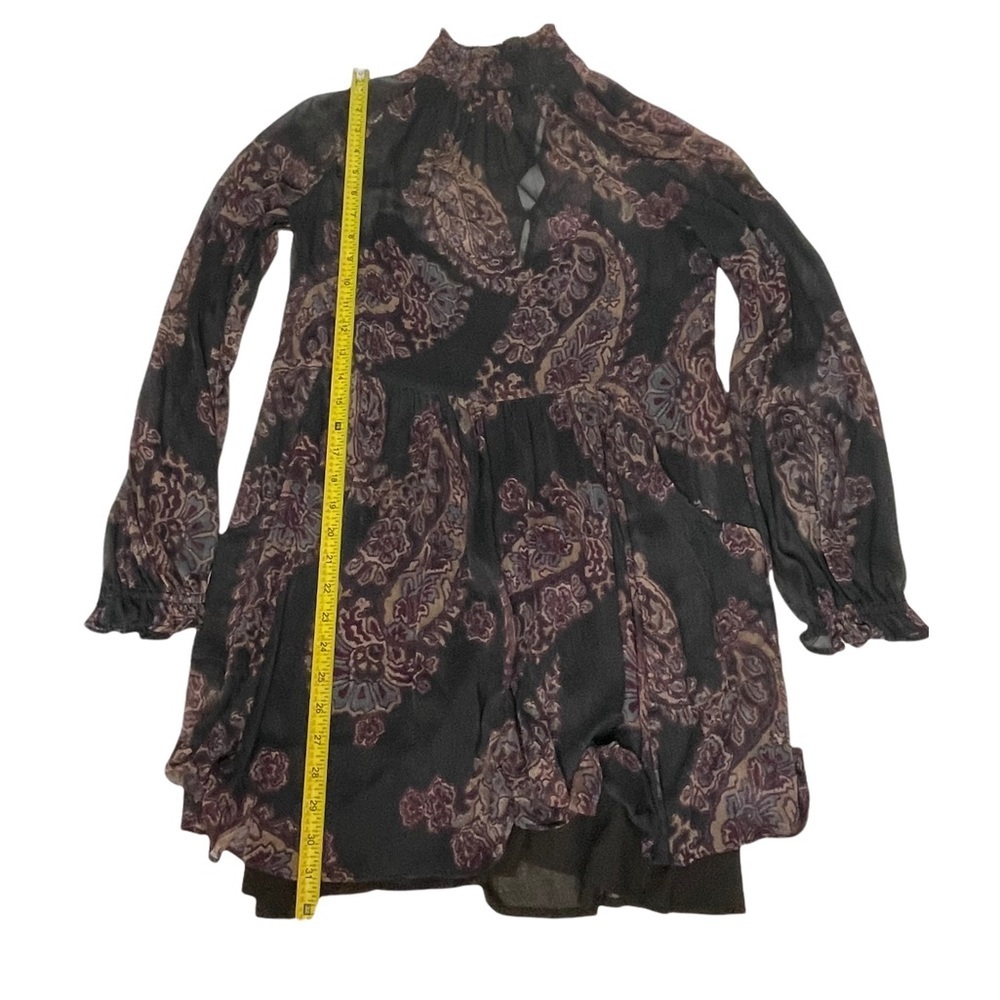 Free People Monnstruck Black Paisley Chiffon Flowy Dress xs - Picture 13 of 16